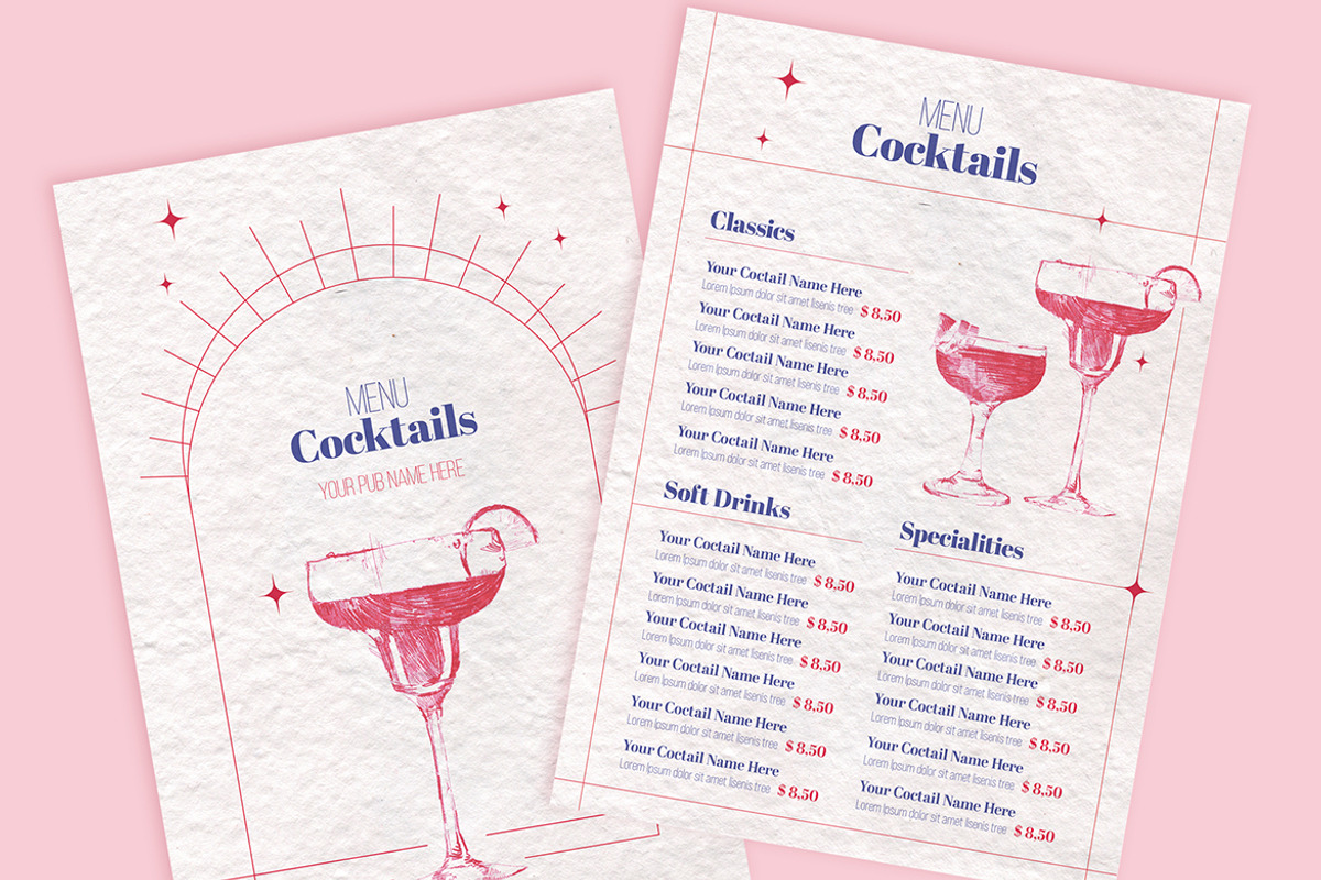 Minimal Illustration Cocktail Menu, a Print Template by McLittle Stock (Photo 1 of 2)