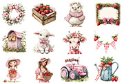 Watercolor Lovely Farm Clipart, an Illustration by Designworld (Thumbnail 2 of 5)