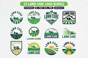 12 Professional Lawn Care Logo Set, a Branding & Logo Template by Guavanaboy