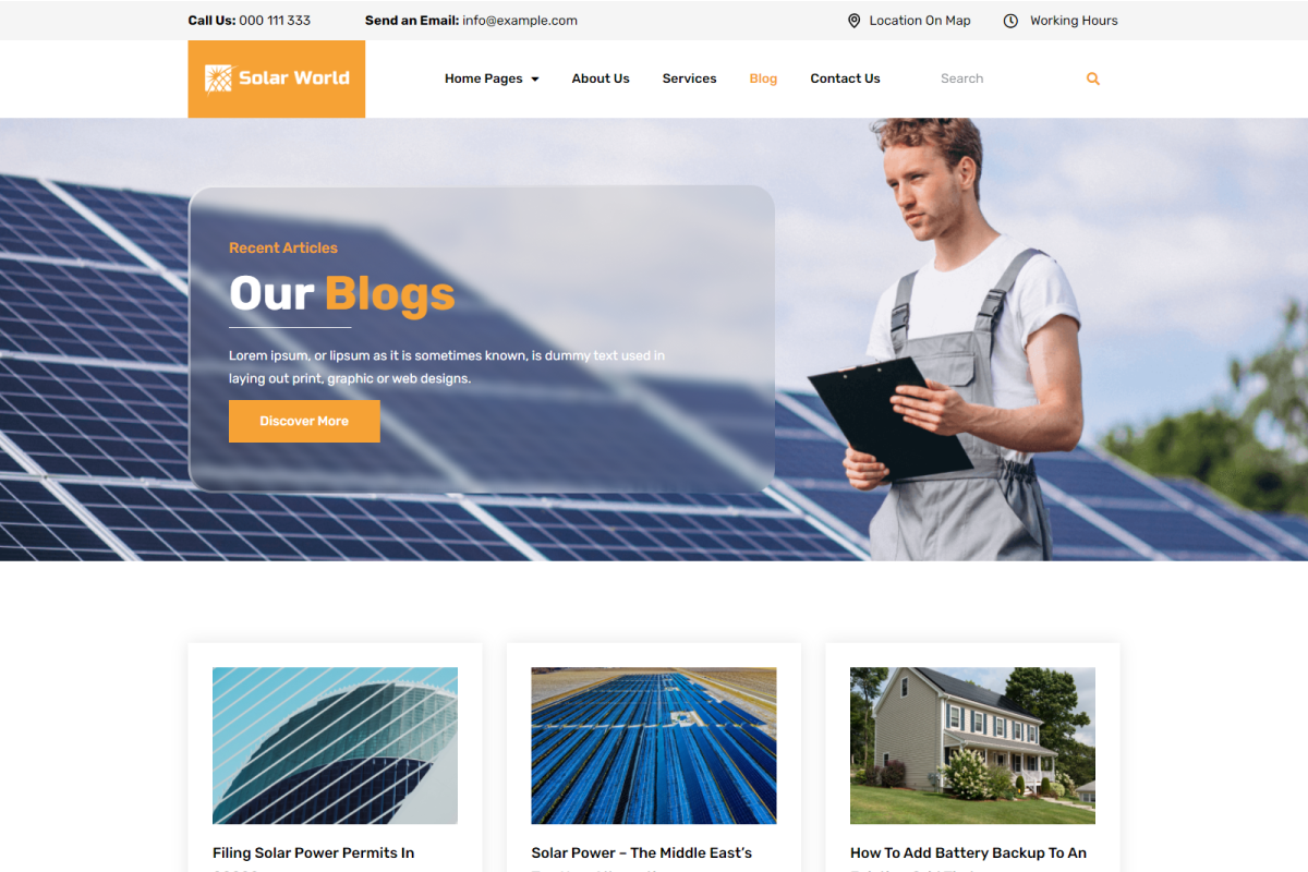 Solar World Elementor Kit, a WordPress Template by Techeshta Solutions