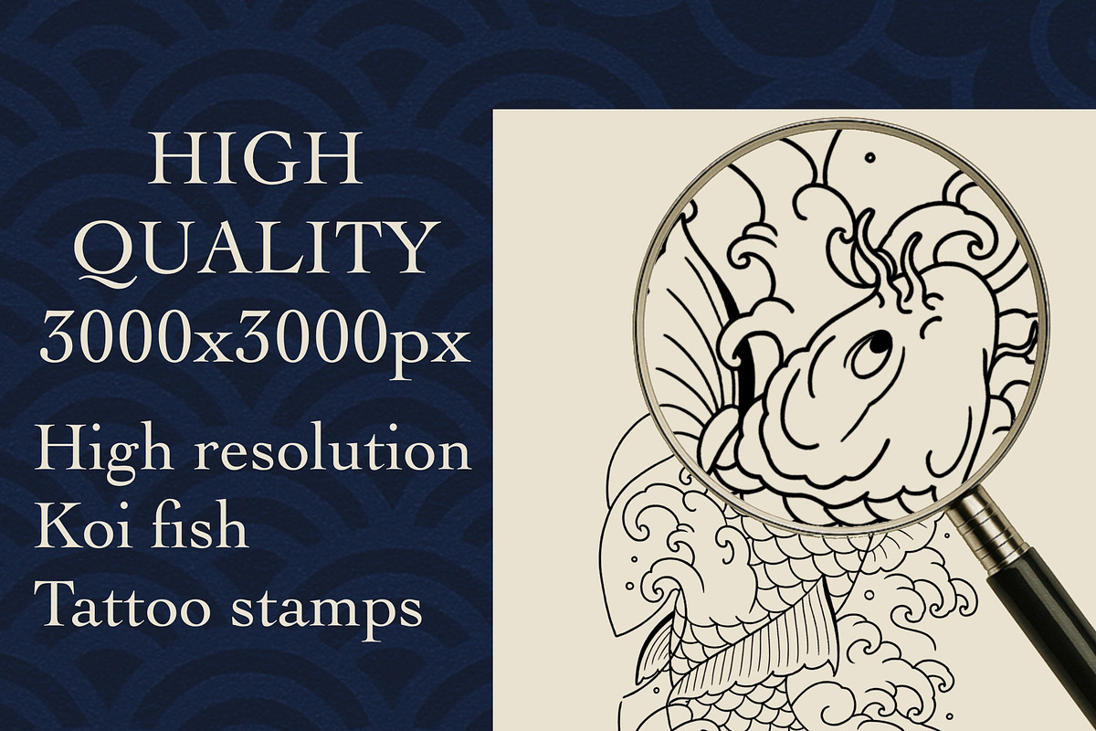 100 Japanese Koi Fish Tattoo Stencil, a Brush Add-On by ProcreateInk (Photo 4 of 7)