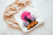 Black Cat Witch Pumpkin Png, an Illustration by Watercolor design (Thumbnail 2 of 3)