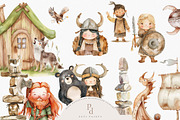 Nursery Viking Tale Watercolor Set, an Object Illustration by Pati Paints (Thumbnail 1 of 9)