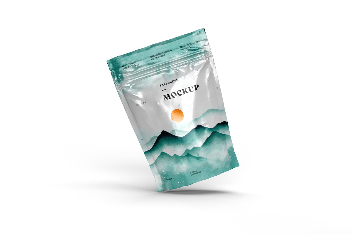 Stand Up Zip Lock Pouch Mockup Set, a Merchandise Mockup by dpi (Photo 7 of 16)