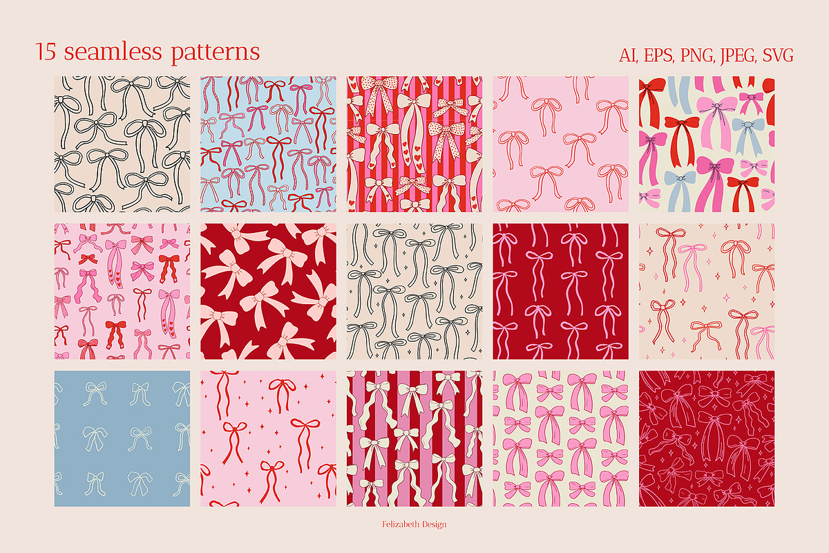 Coquette Bows, Frames and Patterns, an Object Graphic by Felizabeth Design (Photo 11 of 14)