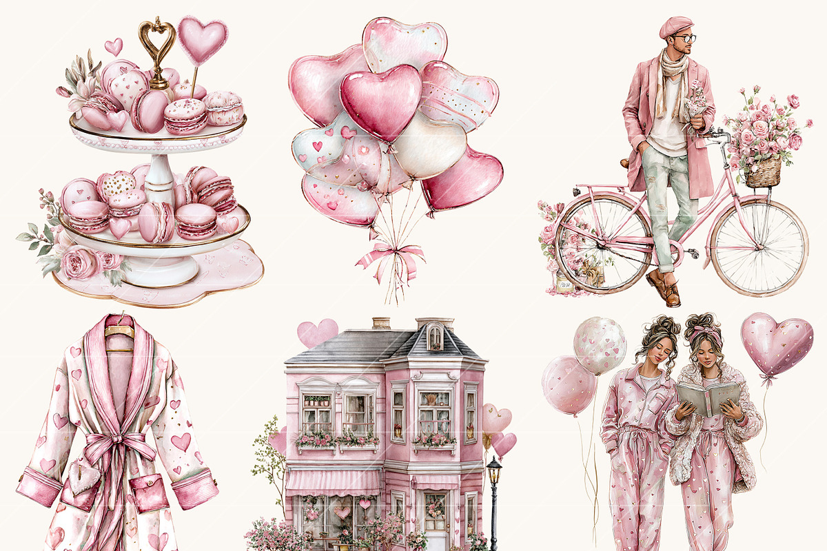 Watercolor Romantic Clipart Bundle, an Object Illustration by Design Scotch (Photo 2 of 10)
