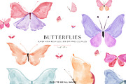 Hand Painted Butterflies PNG Graphic, a Decorative Illustration by Essem Creatives (Thumbnail 1 of 7)