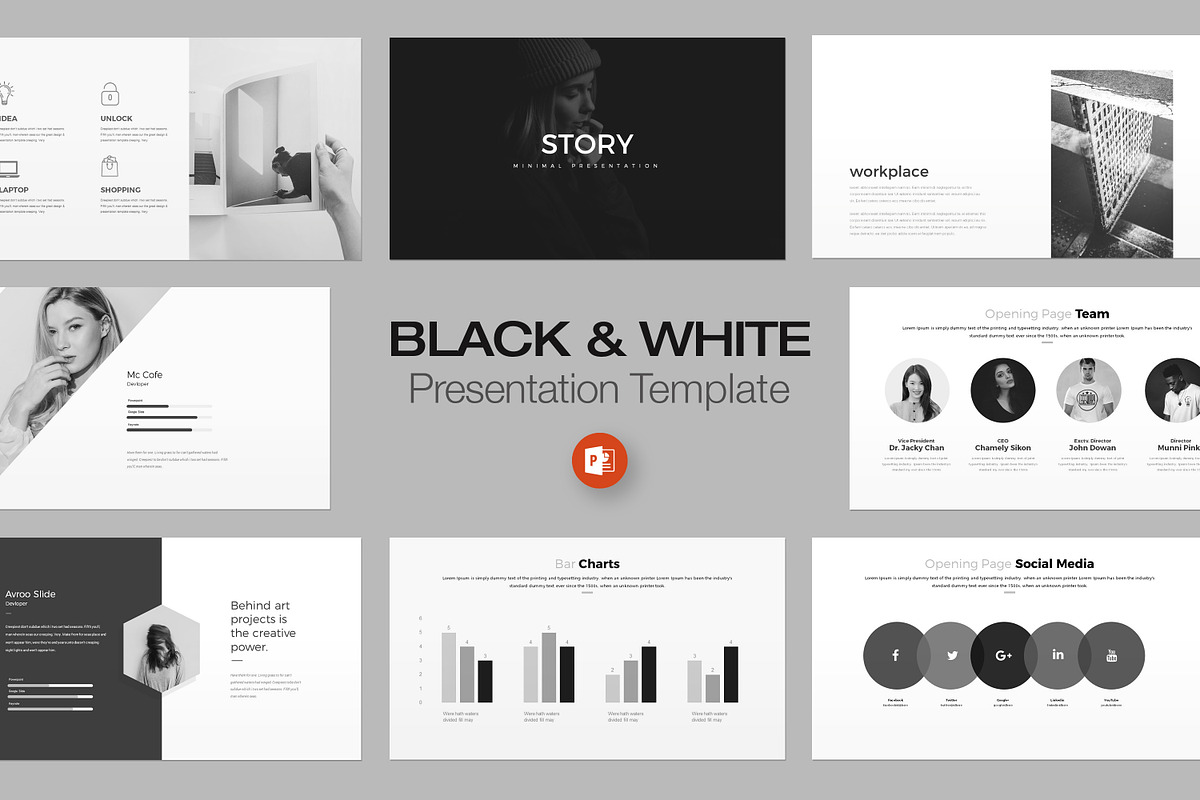 Black & White Minimal Presentation, a Presentation Template by evgenystudio (Photo 1 of 3)