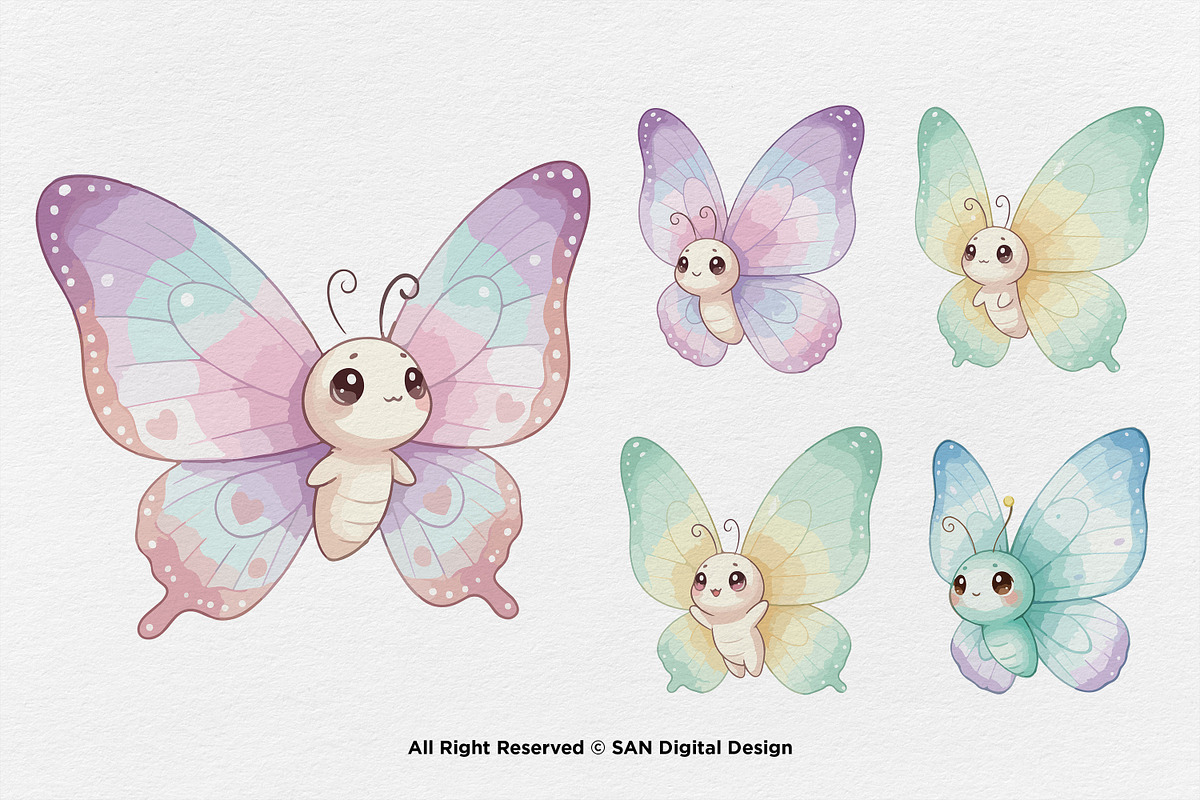 15 Bundle Watercolor Cute Butterfly, an Animal Illustration by Morspective (Photo 5 of 8)