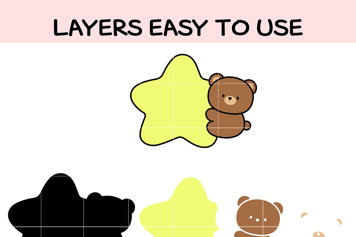 Cute Bear with Star SVG, an Illustration by TheHitShop (Photo 10 of 10)