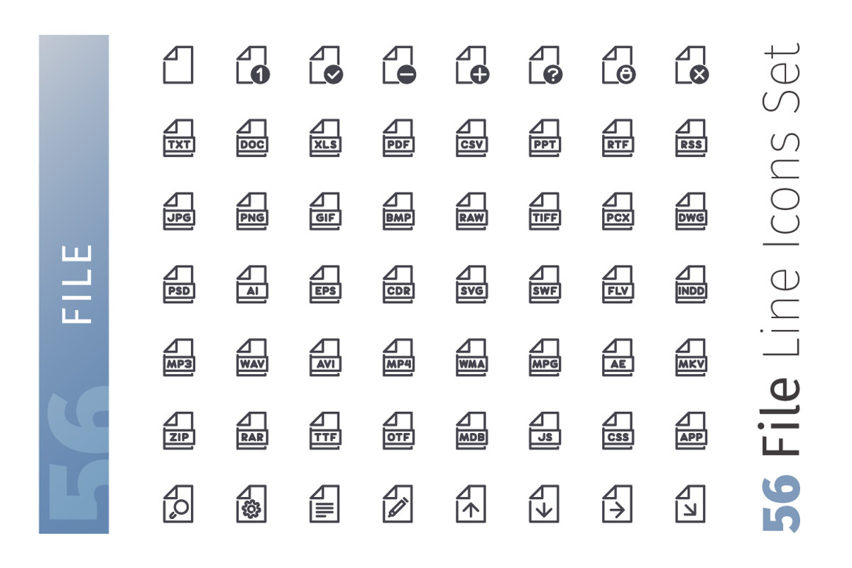 File Line Icons Set, an Outline Icon by Voysla's Shop (Photo 2 of 4)
