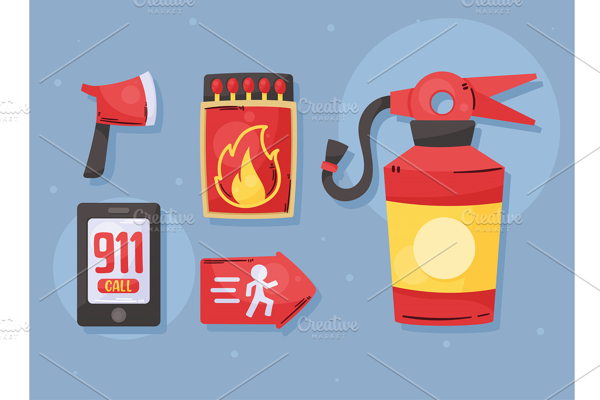 five emergency service icons, an Object Illustration by studiogstock