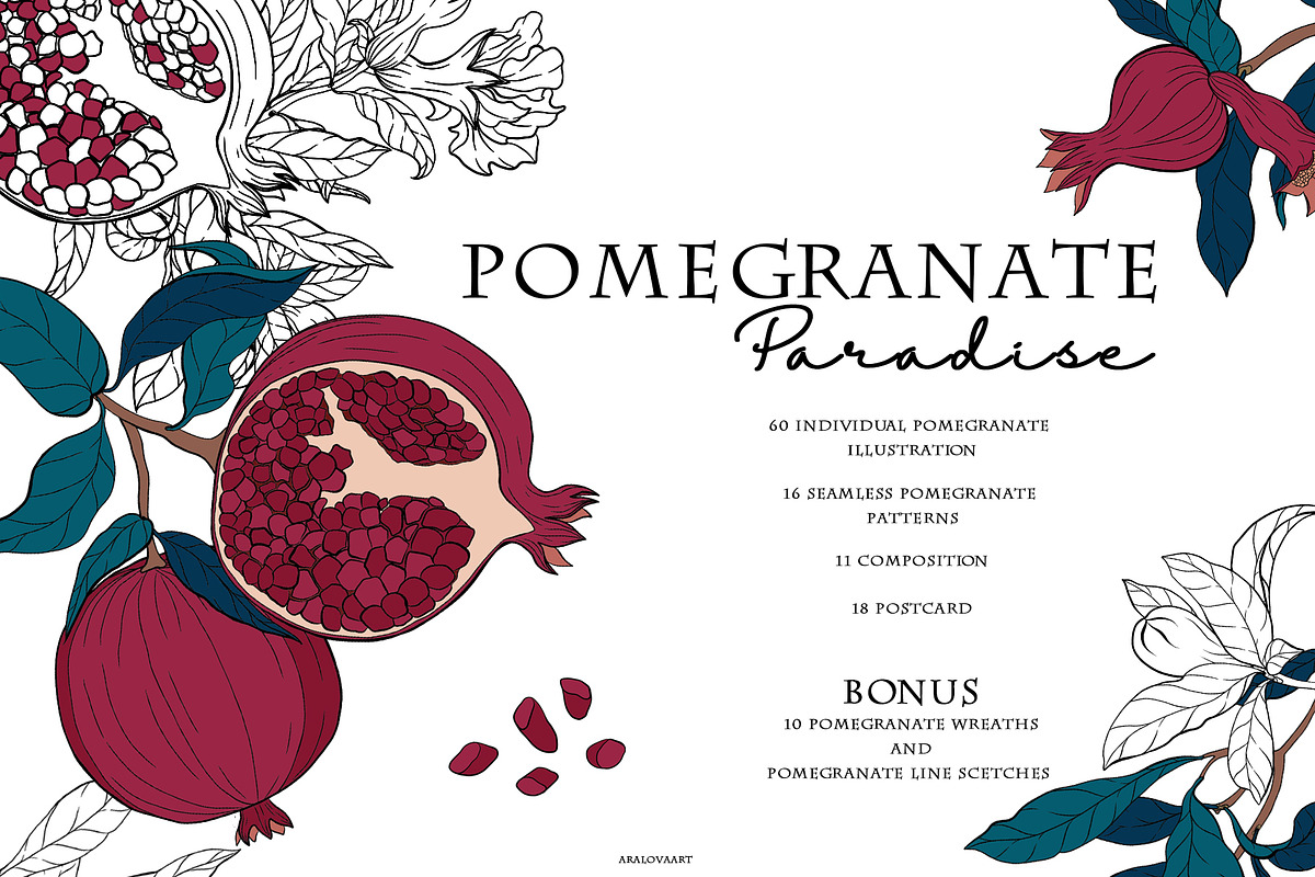 Pomegranate paradise collection, a Pattern Graphic by Aralova Art (Photo 1 of 8)