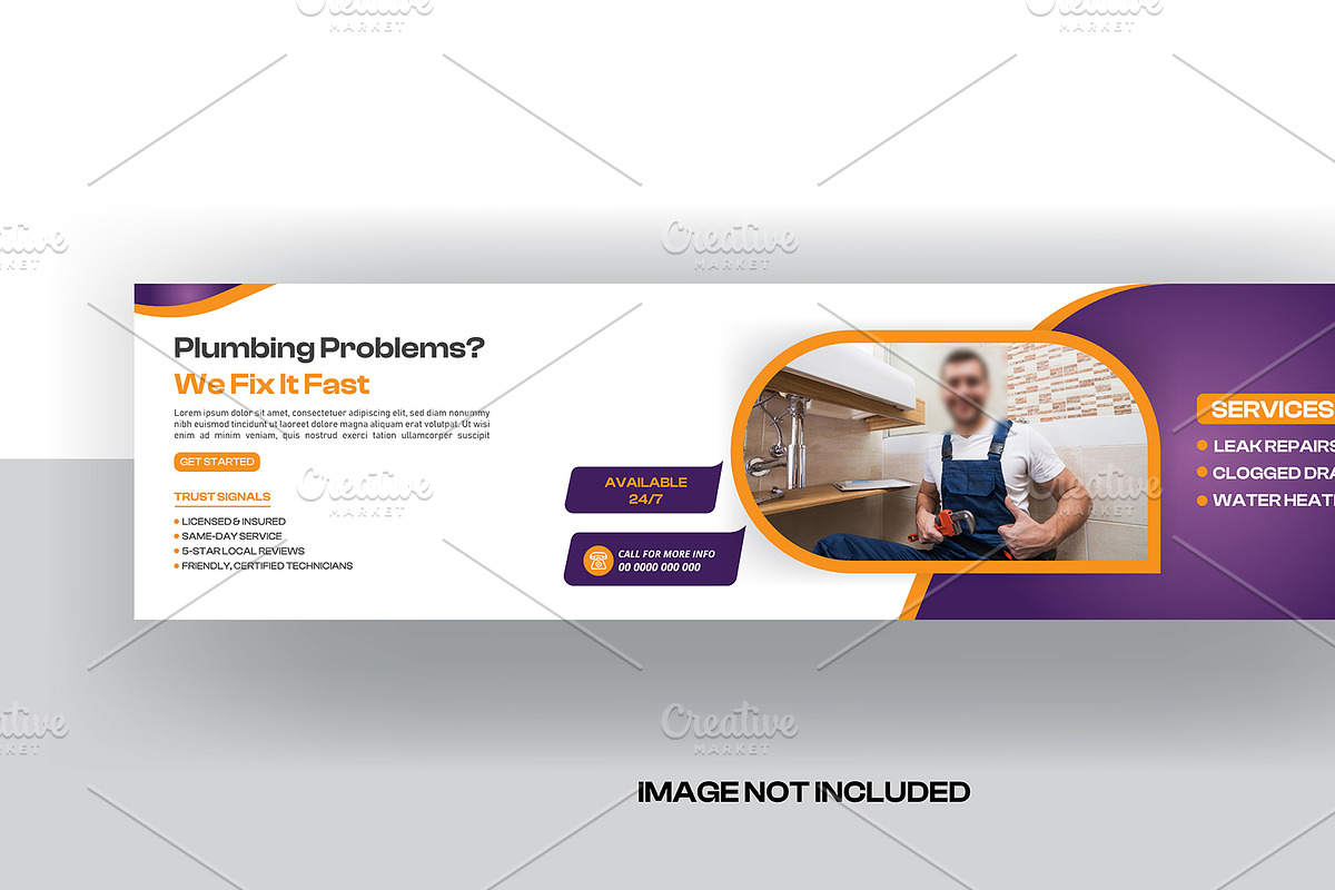 Plumbing social media banner, a Social Media Template by graphics city (Photo 2 of 2)