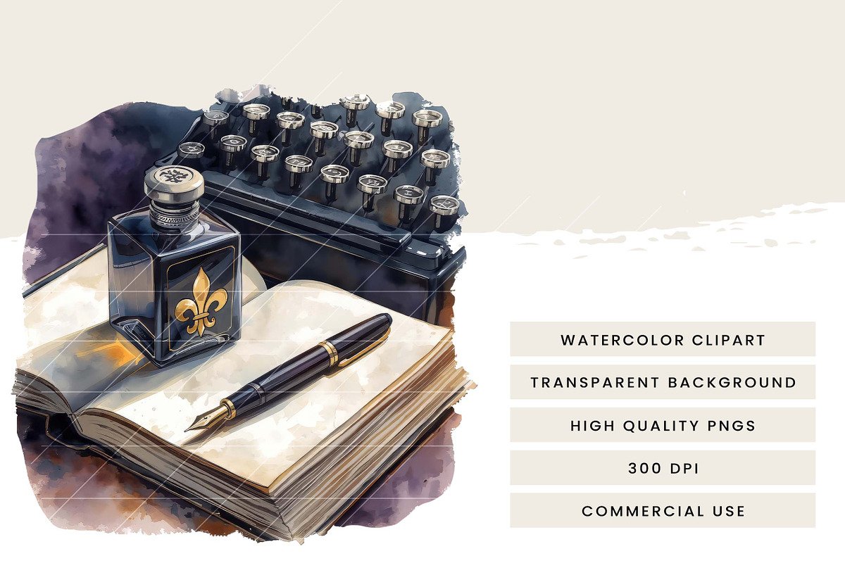 Vintage Stationery Clipart Bundle, an Object Illustration by Design Scotch (Photo 6 of 8)