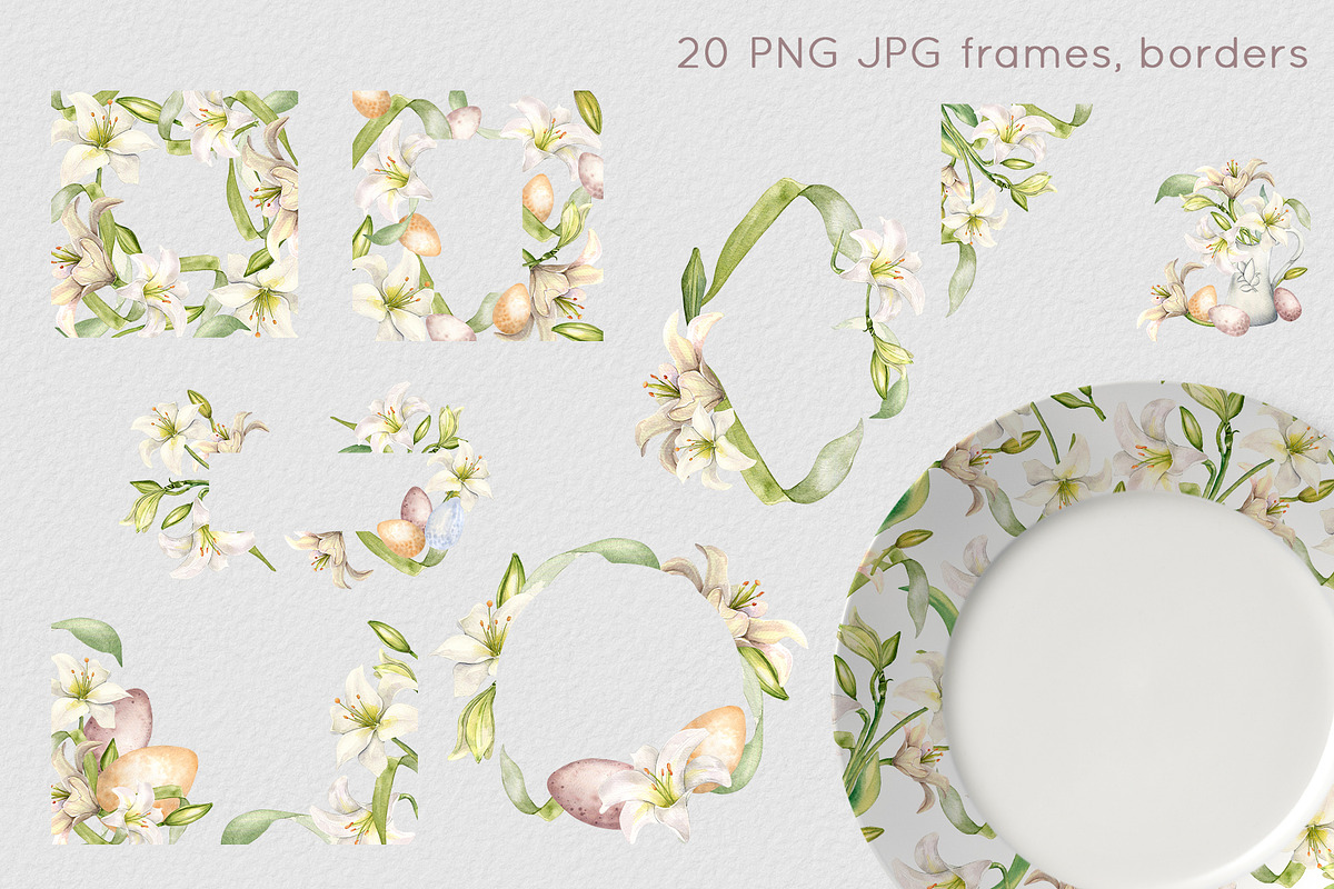 Floral Easter eggs watercolor set, an Illustration by Kate Lanbina (Photo 7 of 17)