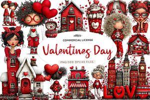 Watercolor Valentine Clipart, an Illustration by CreationArt