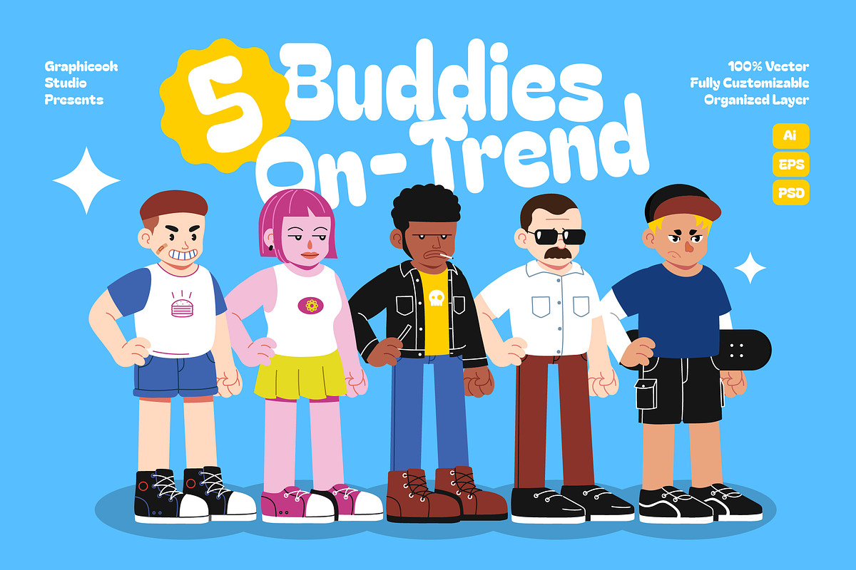 5 Buddies On Trend Avatar Generator, a Person Illustration by graphicook (Photo 1 of 9)
