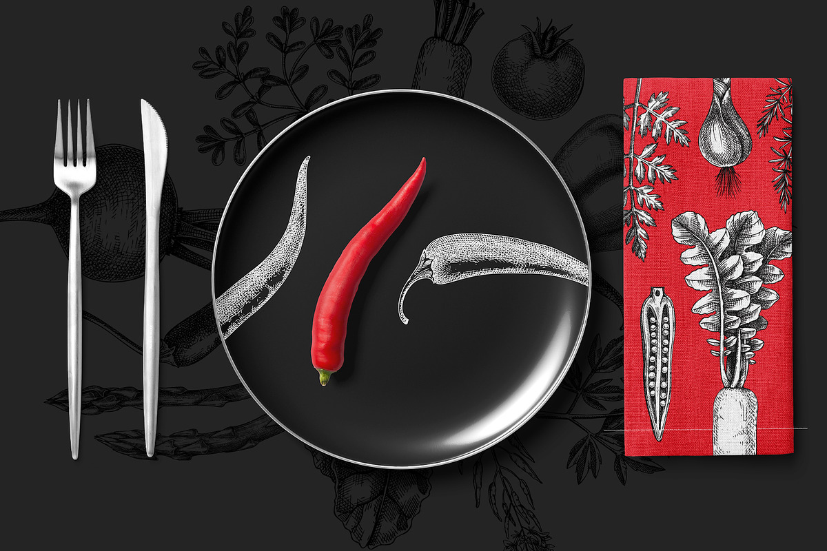 Vegetables & Herbs Vector Sketches., an Object Graphic by Yevheniia (Photo 2 of 11)