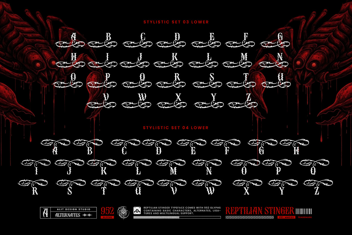 Reptilian Stinger Typeface, a Serif Font by alit design (Photo 15 of 19)
