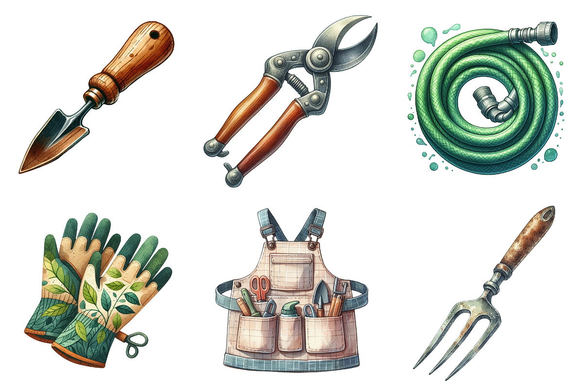 Gardening Tools Watercolor  Png, an Illustration by cherrydesign (Photo 5 of 5)