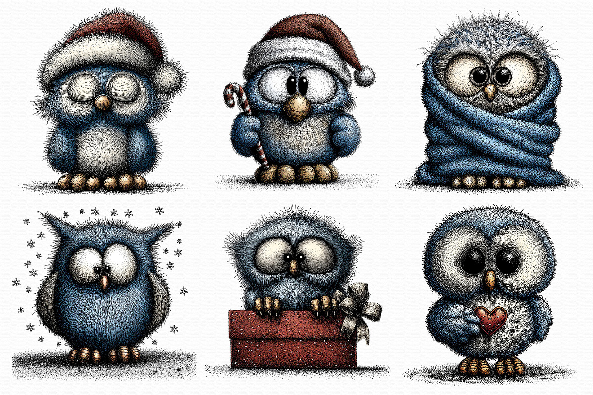 Whimsical Baby Snowy Owl Clipart, an Illustration by Libby Wishes (Photo 4 of 9)