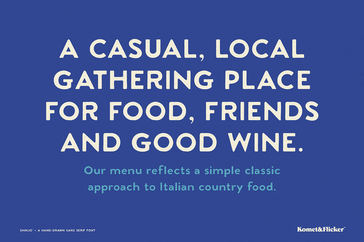 Shinjo - A Handmade Sans Serif, a Sans Serif Font by Komet & Flicker (Photo 6 of 15)