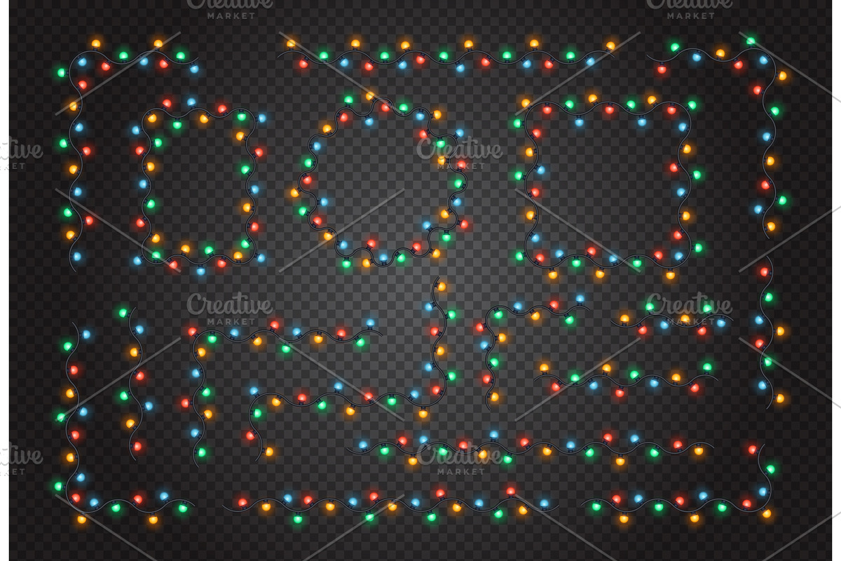 Colourful Christmas string lights, a Decorative Illustration by Yayasya (Photo 1 of 3)