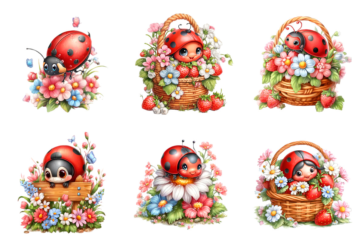Spring Ladybug Sublimation Clipart, an Illustration by GatewayDesign (Photo 2 of 6)