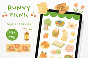 Bunny Picnic Goodnotes Stickers, a Decorative Illustration by mimimeow (Thumbnail 1 of 3)