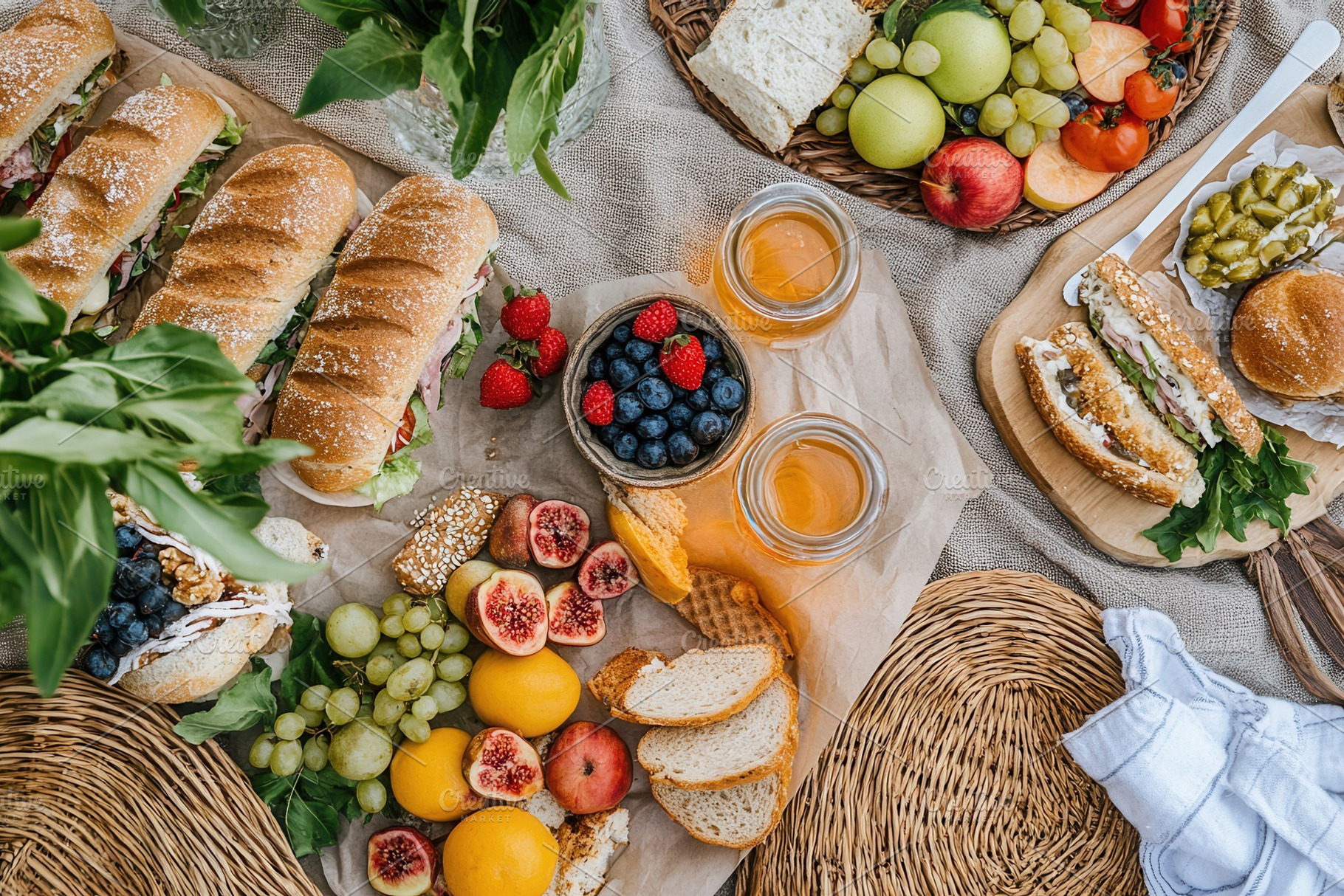 Picnic spread with tasty treats, a Photo by Pavel_design