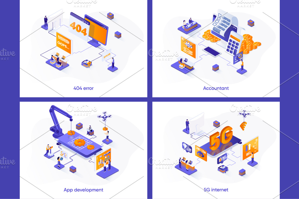 Isometric Concept Illustration Kit, a Templates & Theme by alexdndz (Photo 2 of 26)