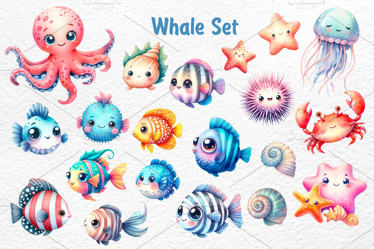 Cute Ocean Creatures, an Animal Illustration by Watercolor dreams (Photo 6 of 8)