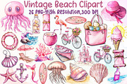 Vintage Beach Clipart, an Illustration by Sublimation Artist (Thumbnail 1 of 6)