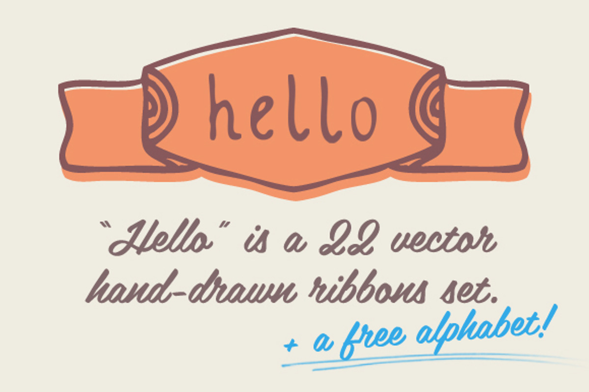 Hello | Hand drawn Ribbons &Alphabet, a Templates & Theme by Frisk Shop (Photo 1 of 4)