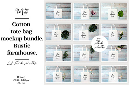 22 Cotton Tote bag Mockup Bundle.