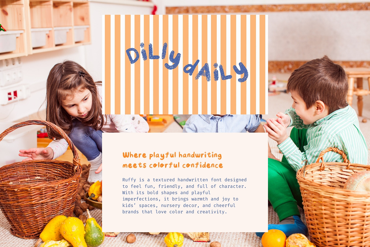 Ruffy - Textured Bold Playful Font, a Sans Serif Font by Kartika Prints (Photo 12 of 13)
