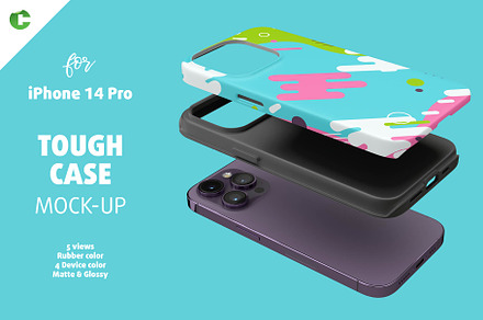 Phone 14 Pro Tough Case Mock-up, an iPhone Mockup by Colatudo Store