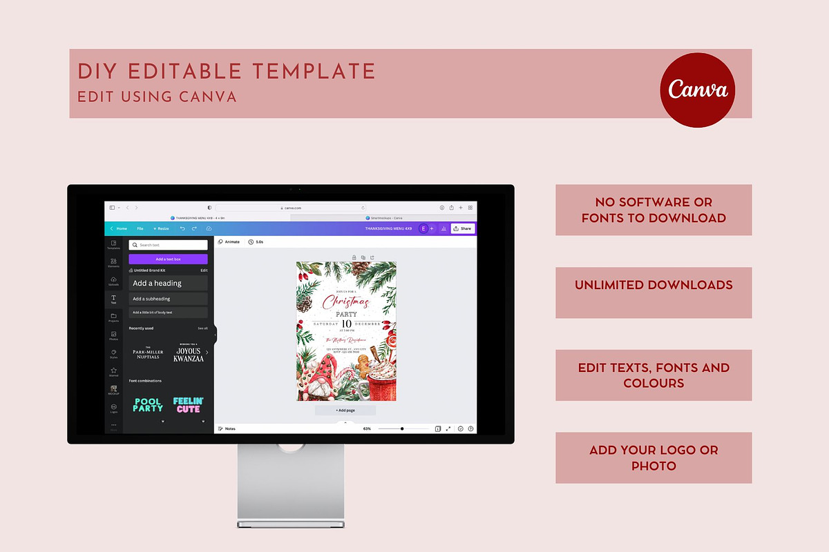 Editable Christmas Party Invitation, an Invitation Template by ForeverPrint (Photo 5 of 7)