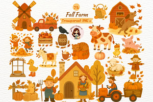 Watercolor Fall Farm Clipart PNG, an Illustration by Nicolle's Colorful Art