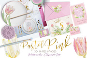 Pastel Pink-WatercolorClipartSet, an Illustration by watercolorwild.graphics (Thumbnail 2 of 6)