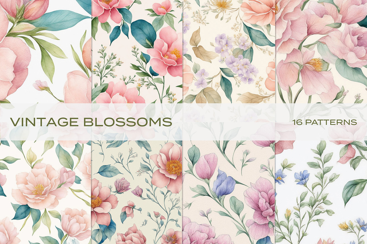 Vintage Blossoms - Floral Patterns, a Pattern Graphic by LuOtero (Photo 6 of 6)