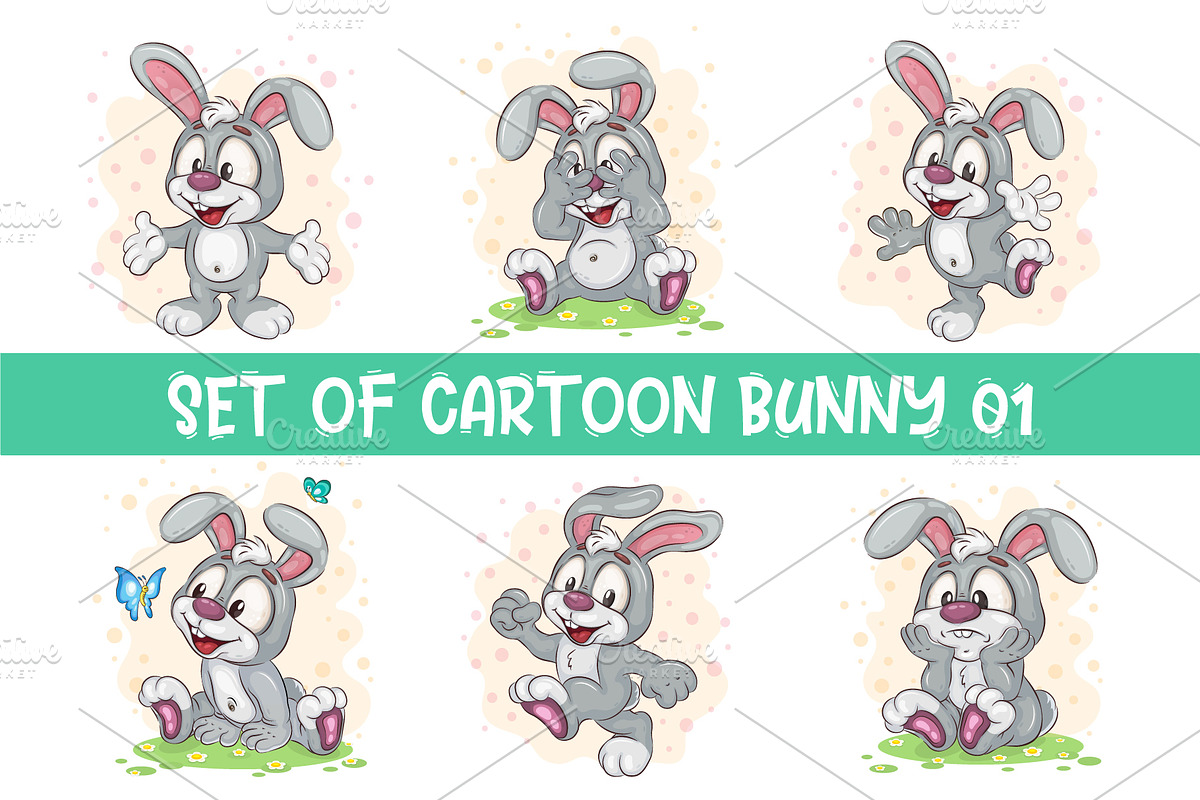 Set of Easter Bunny Image 01.T-Shirt, an Animal Illustration by KENO Mascots (Photo 1 of 7)