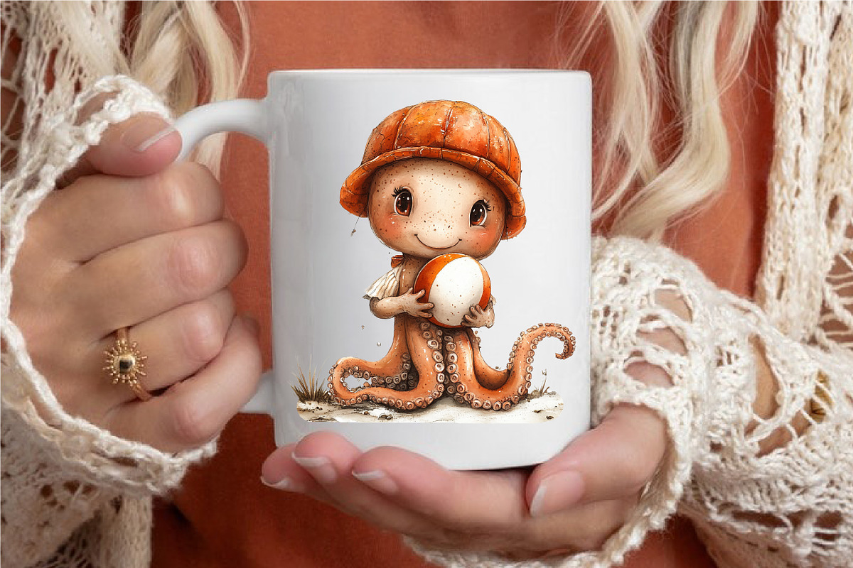Whimsical Summer Octopus Clipart, an Illustration by designcity5 (Photo 4 of 5)