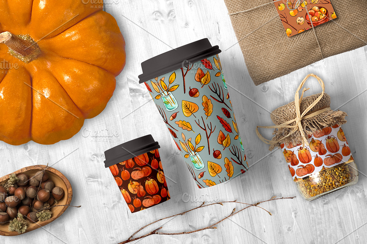 Autumn Garden 10 watercolor patterns, a Pattern Graphic by Ekaterina Goncharova (Photo 3 of 5)