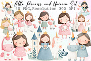 Little Princess and Unicorn Clipart, an Illustration by Sublimation Artist (Thumbnail 1 of 6)