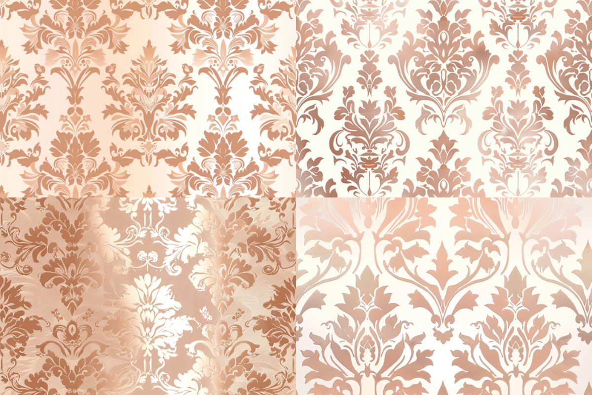 Rose Gold Damask Seamless Patterns, a Pattern Graphic by PrintablesByFranklyn (Photo 6 of 6)