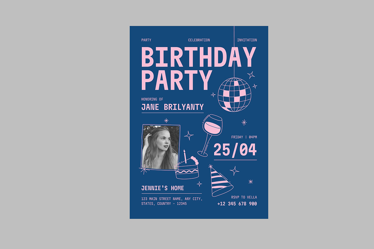 Green Blue Birthday Party Invitation, a Card Template by Neermana (Photo 2 of 4)