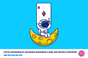 Cute Astronaut Holding Diamond Card