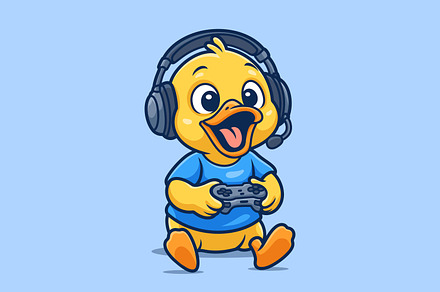Gamer Duck Cartoon Character